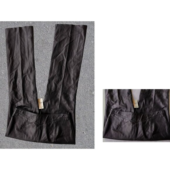 VTG Express World Black Leather Pants Size 11/12 High Rise Straight Leg … - Picture 8 of 12